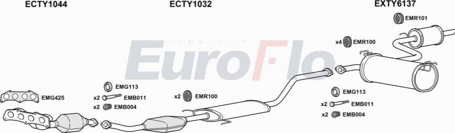 EuroFlo TYCEL18 4008A00 - Система випуску ОГ autocars.com.ua