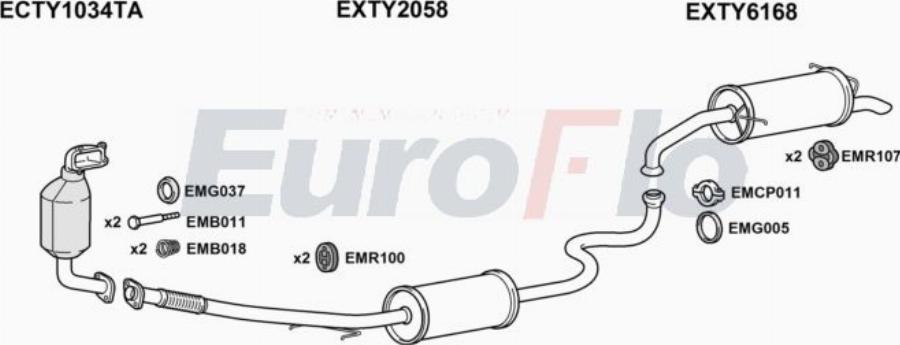 EuroFlo TYYAR14D 1001A00 - Система випуску ОГ autocars.com.ua