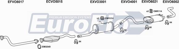 EuroFlo VO96023 3001 - Система випуску ОГ autocars.com.ua