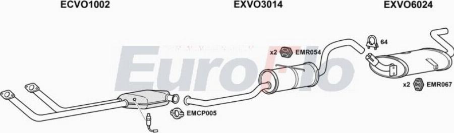 EuroFlo VO96030 3001A00 - Система випуску ОГ autocars.com.ua