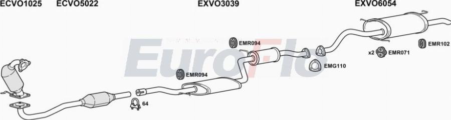 EuroFlo VOS4019D 2008A00 - Система випуску ОГ autocars.com.ua