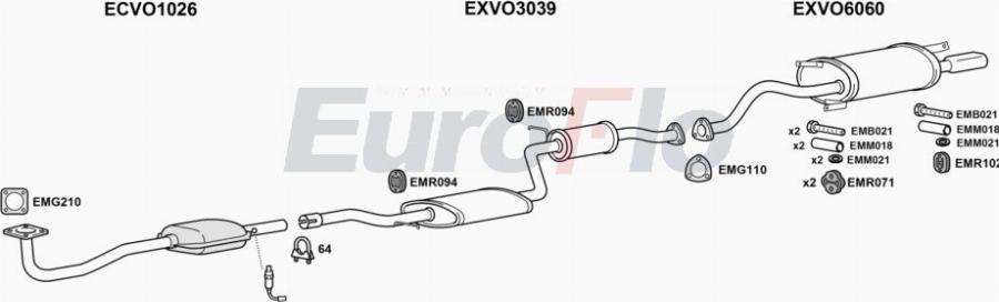 EuroFlo VOS4020 2015A00 - Система випуску ОГ autocars.com.ua