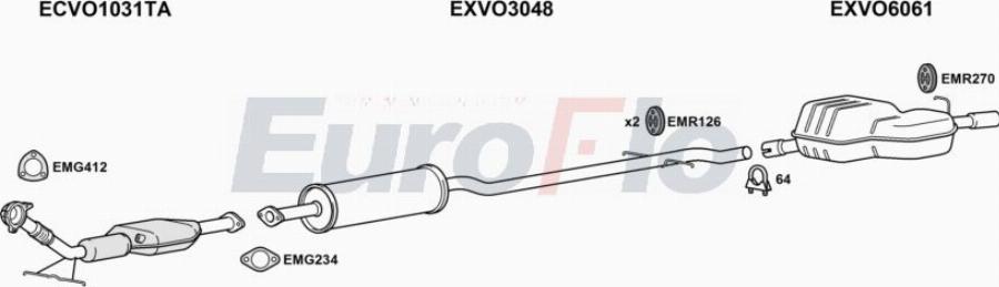 EuroFlo VOS6024 2011A00 - Система випуску ОГ autocars.com.ua