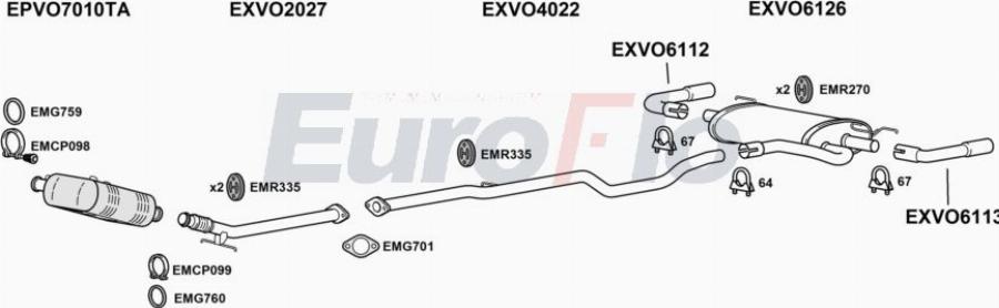 EuroFlo VOV6020D 3001C - Система випуску ОГ autocars.com.ua