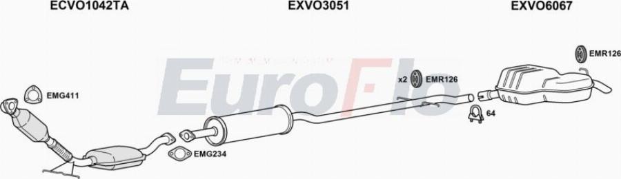 EuroFlo VOXC724D 3001A00 - Система випуску ОГ autocars.com.ua