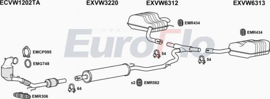 EuroFlo VWART15 1001B - Система випуску ОГ autocars.com.ua