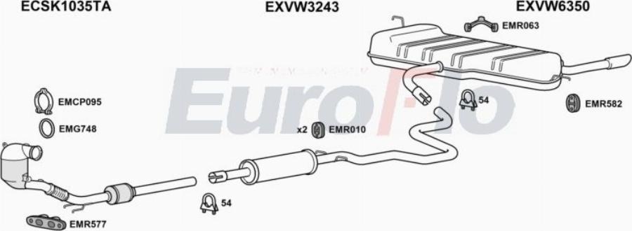 EuroFlo VWBEE12 5005 - Система випуску ОГ autocars.com.ua