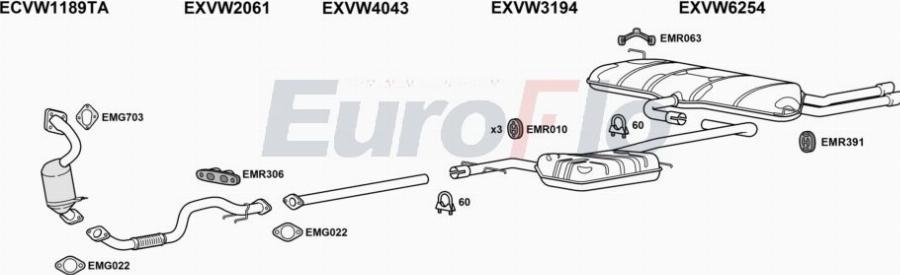 EuroFlo VWBEE14 1004 - Система випуску ОГ autocars.com.ua
