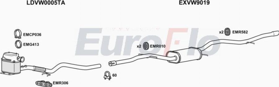 EuroFlo VWBEE16D 0104LHD - Система випуску ОГ autocars.com.ua