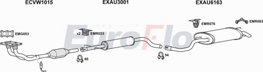 EuroFlo VWBEE20 1001A00 - Система випуску ОГ autocars.com.ua