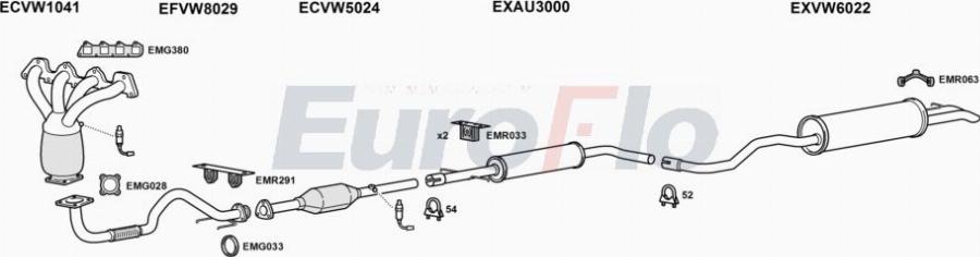 EuroFlo VWBOR16 2008A00 - Система випуску ОГ autocars.com.ua