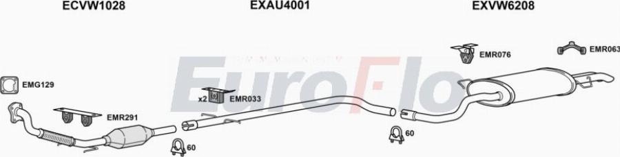 EuroFlo VWBOR19D 2001A00 - Система випуску ОГ autocars.com.ua