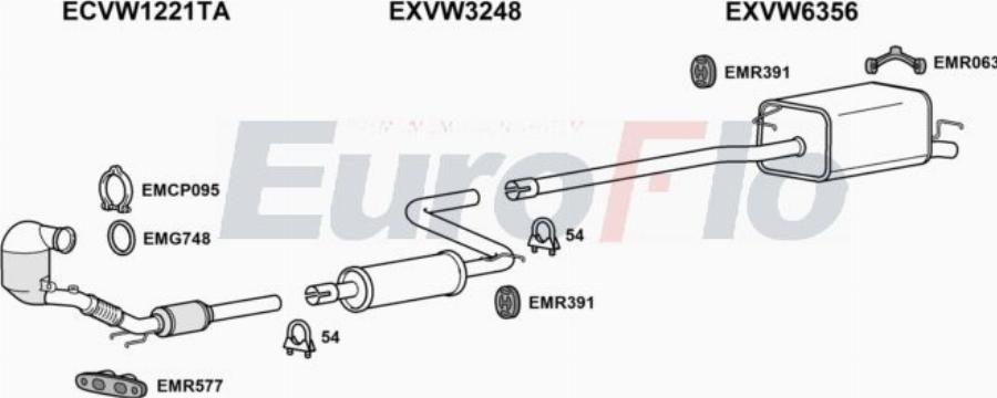 EuroFlo VWCAD12 7001 - Система випуску ОГ autocars.com.ua