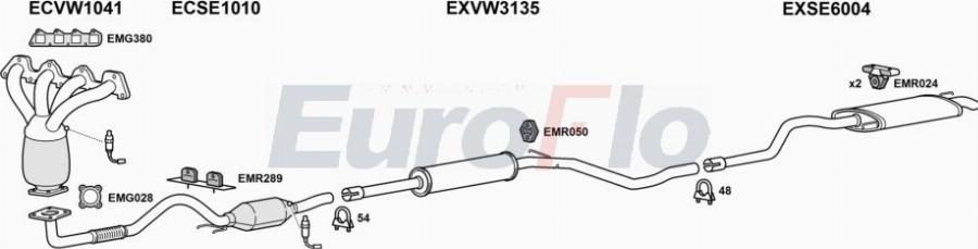 EuroFlo VWCAD14 7004A00 - Система випуску ОГ autocars.com.ua