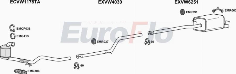 EuroFlo VWCAD16D 6001A00 - Система випуску ОГ autocars.com.ua