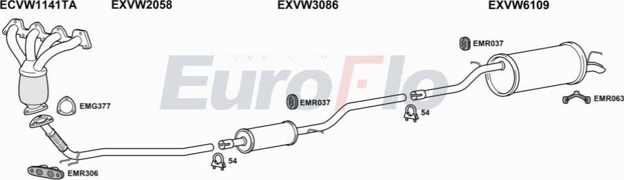 EuroFlo VWCAD20D 7001A00 - Система випуску ОГ autocars.com.ua