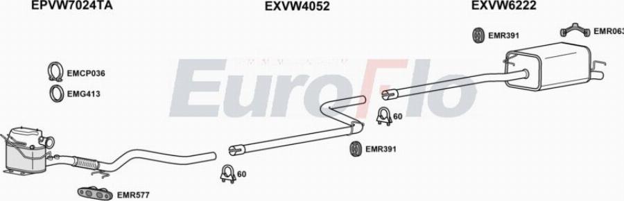 EuroFlo VWCADM16D 7001B - Система випуску ОГ autocars.com.ua