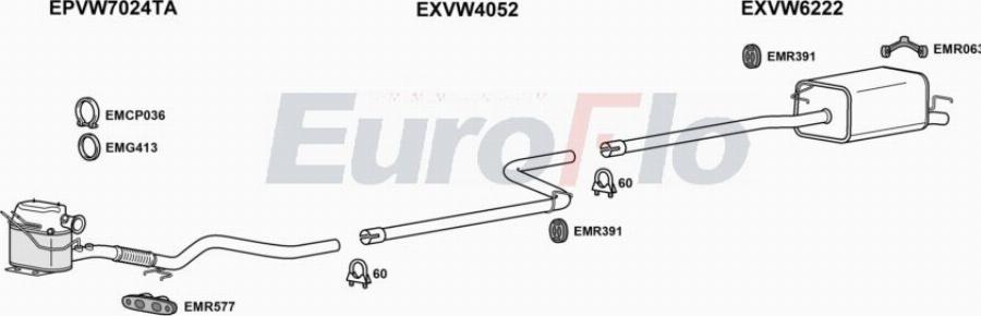 EuroFlo VWCADM16D 7010 - Система випуску ОГ autocars.com.ua