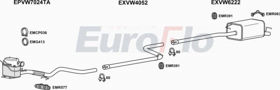 EuroFlo VWCADM20D 7008 - Система випуску ОГ autocars.com.ua