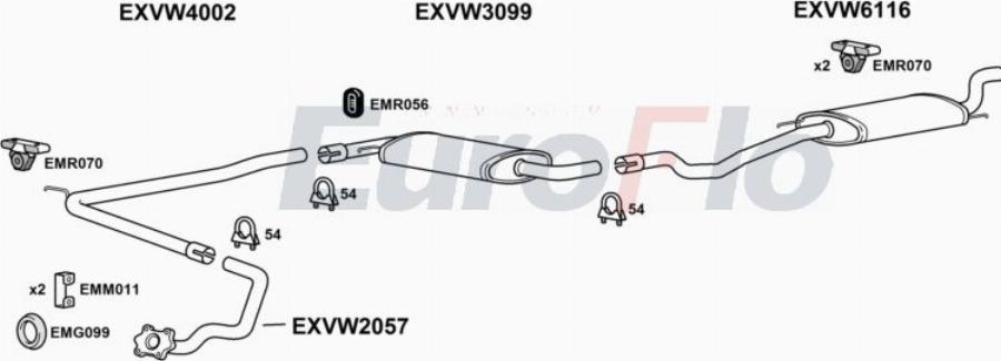 EuroFlo VWTRA24D 9004A00 - Система випуску ОГ autocars.com.ua