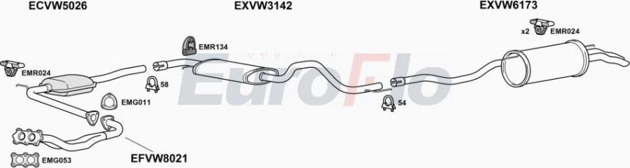 EuroFlo VWCAR25 6018A00 - Система випуску ОГ autocars.com.ua