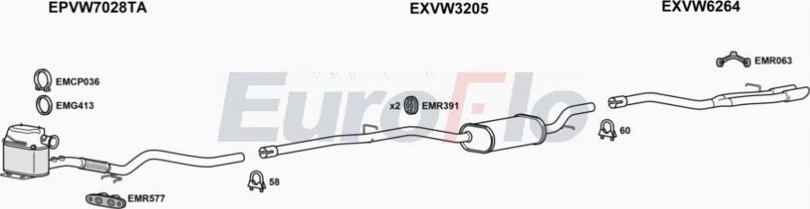 EuroFlo VWCC20D 4001 - Система випуску ОГ autocars.com.ua