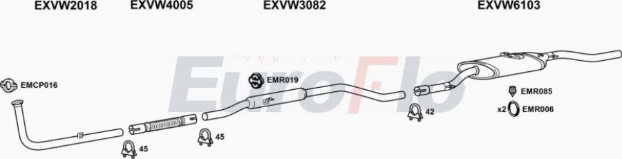 EuroFlo VWDER11 2001A00 - Система випуску ОГ autocars.com.ua