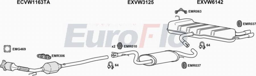EuroFlo VWEOS20 5004A00 - Система випуску ОГ autocars.com.ua