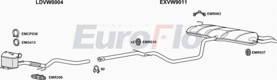 EuroFlo VWEOS20D 0502LHD - Система випуску ОГ autocars.com.ua