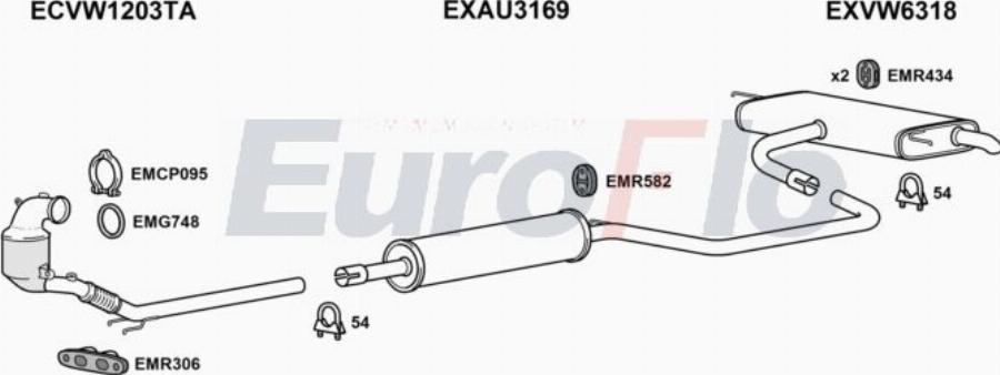 EuroFlo VWGOL10 1002B - Система випуску ОГ autocars.com.ua