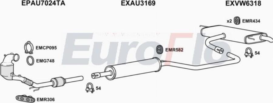 EuroFlo VWGOL10 1005C - Система випуску ОГ autocars.com.ua