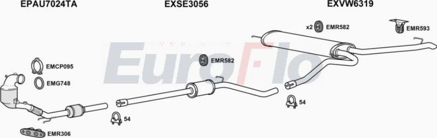 EuroFlo VWGOL10 3002C - Система випуску ОГ autocars.com.ua