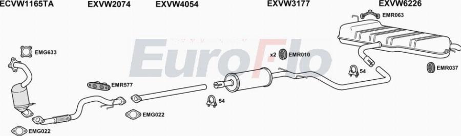 EuroFlo VWGOL12 1001A00 - Система випуску ОГ autocars.com.ua