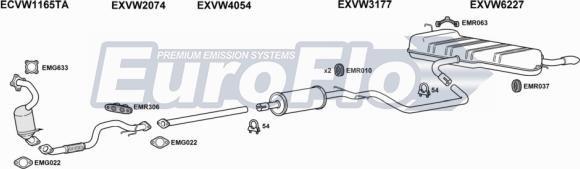 EuroFlo VWGOL12 1004A - Система випуску ОГ autocars.com.ua