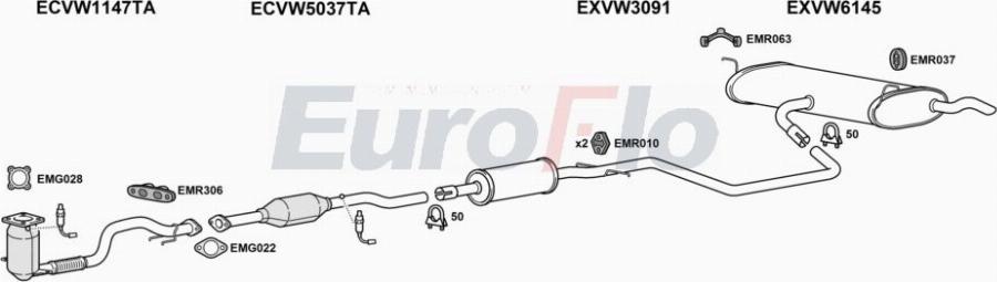 EuroFlo VWGOL14 1011A00 - Система випуску ОГ autocars.com.ua