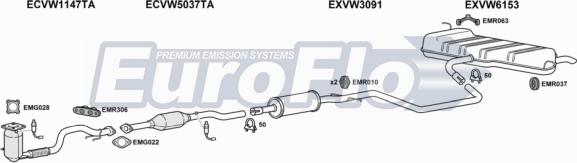 EuroFlo VWGOL14 1011B - Система випуску ОГ autocars.com.ua