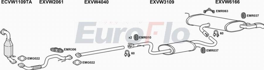 EuroFlo VWGOL14 1025A00 - Система випуску ОГ autocars.com.ua