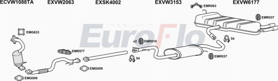 EuroFlo VWGOL14 1039B - Система випуску ОГ autocars.com.ua