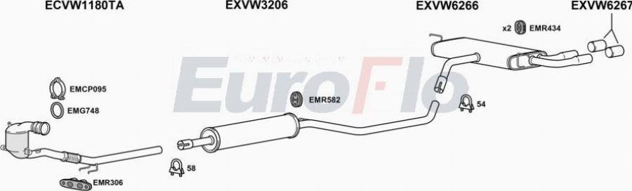 EuroFlo VWGOL14 1049 - Система випуску ОГ autocars.com.ua