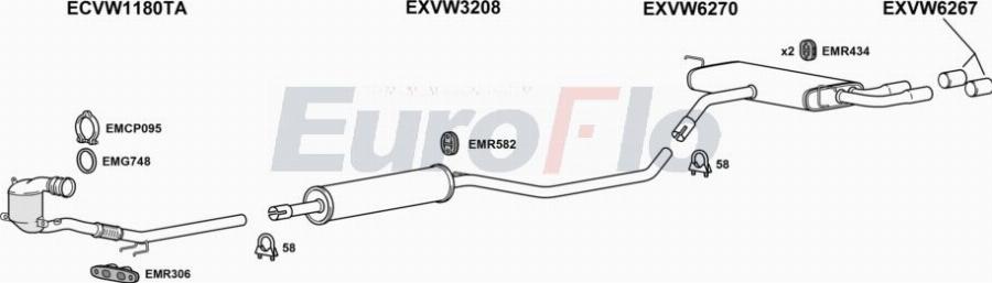 EuroFlo VWGOL14 1051B - Система випуску ОГ autocars.com.ua