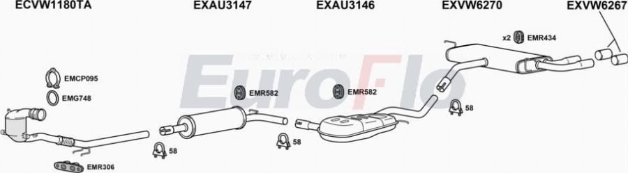 EuroFlo VWGOL14 1051D - Система випуску ОГ autocars.com.ua