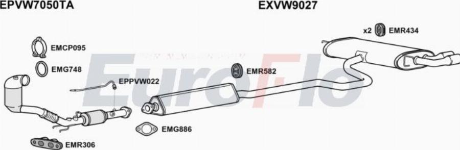 EuroFlo VWGOL14 1061C - Система випуску ОГ autocars.com.ua