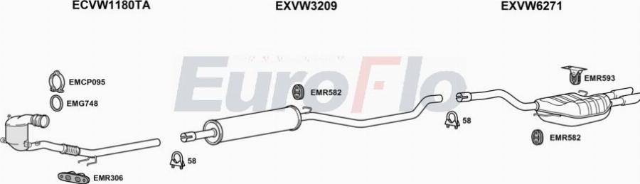 EuroFlo VWGOL14 3016 - Система випуску ОГ autocars.com.ua