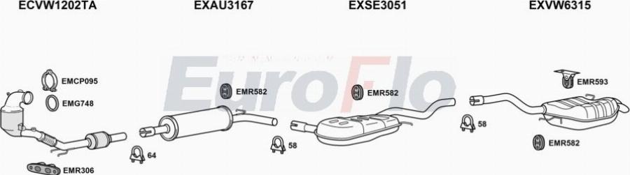 EuroFlo VWGOL15 3005B - Система випуску ОГ autocars.com.ua