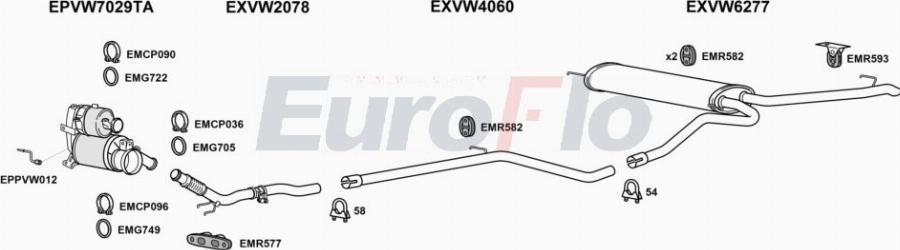 EuroFlo VWGOL16D 3008B - Система випуску ОГ autocars.com.ua