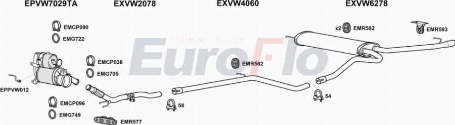 EuroFlo VWGOL16D 3008D - Система випуску ОГ autocars.com.ua