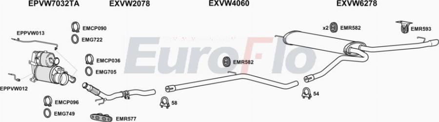 EuroFlo VWGOL16D 3008H - Система випуску ОГ autocars.com.ua