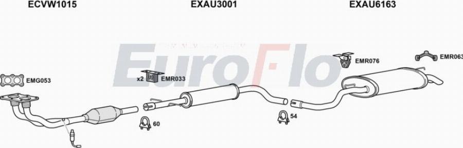 EuroFlo VWGOL20 1008A00 - Система випуску ОГ autocars.com.ua
