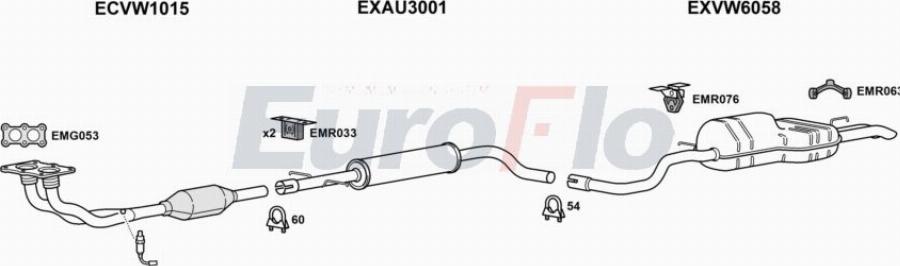 EuroFlo VWGOL20 3004A00 - Система випуску ОГ autocars.com.ua