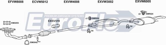EuroFlo VWGOL20 5001A - Система випуску ОГ autocars.com.ua